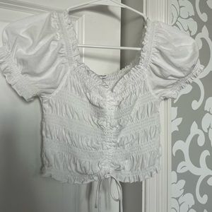 GARAGE top smocked puffy sleeves with ties